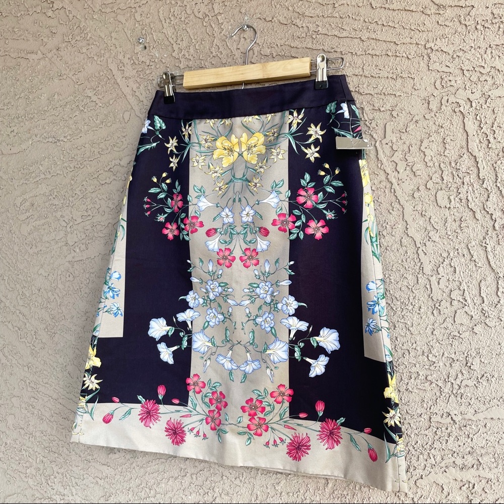 Anthropologie NWT Moulinette Souers Black Pink Italian Safi Floral A-line Skirt - Picture 9 of 16